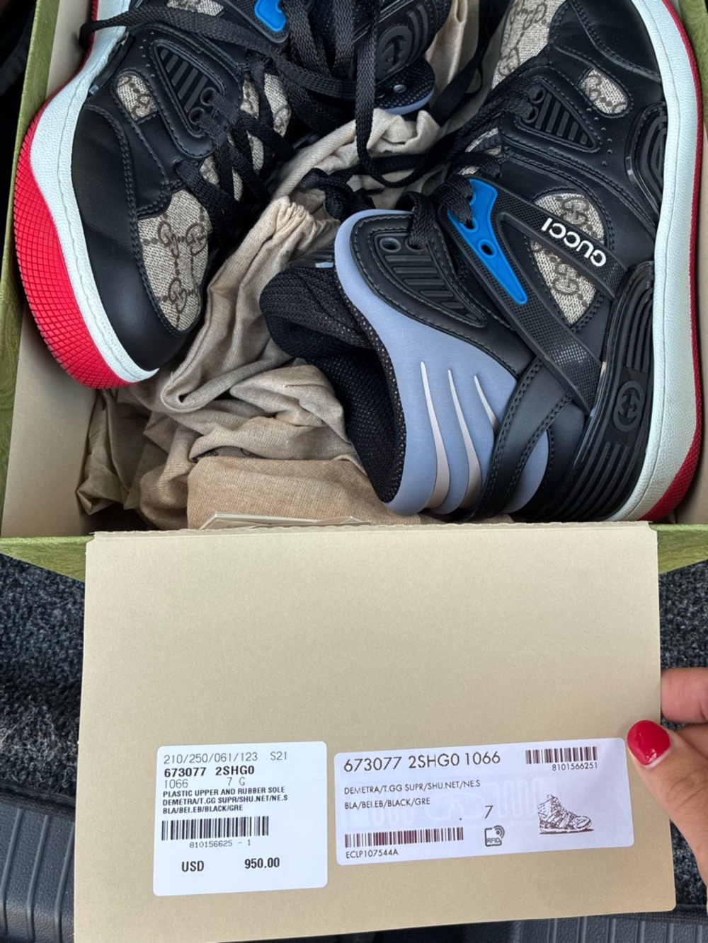 Gucci High-Top Sneakers - Black and Red “Basket” - Picture 6 of 6